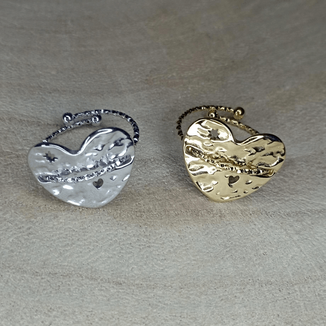 Bague martelée coeur
