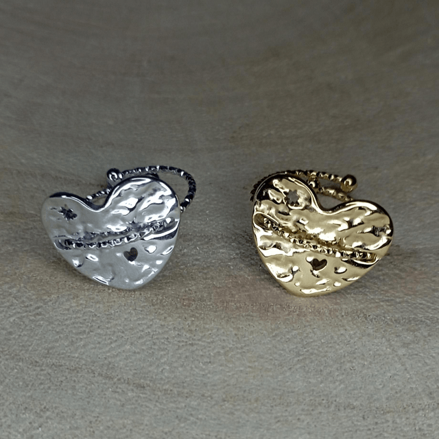 Bague martelée coeur