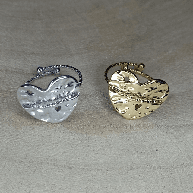 Bague martelée coeur