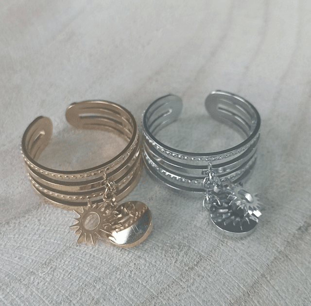 Bague breloque soleil 